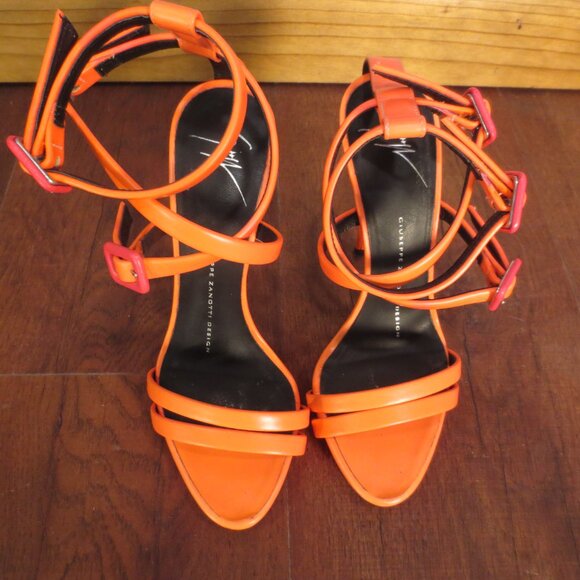 HOT PINK GIUSEPPE ZANOTTI Double Buckled Ankle Wrapped High Heel Sandals - Picture 13 of 15